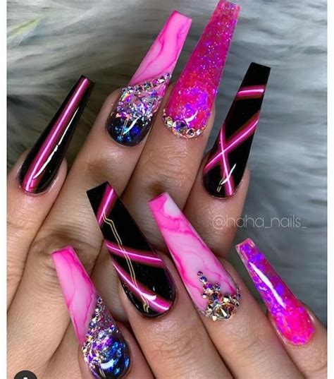 pink and black nail designs